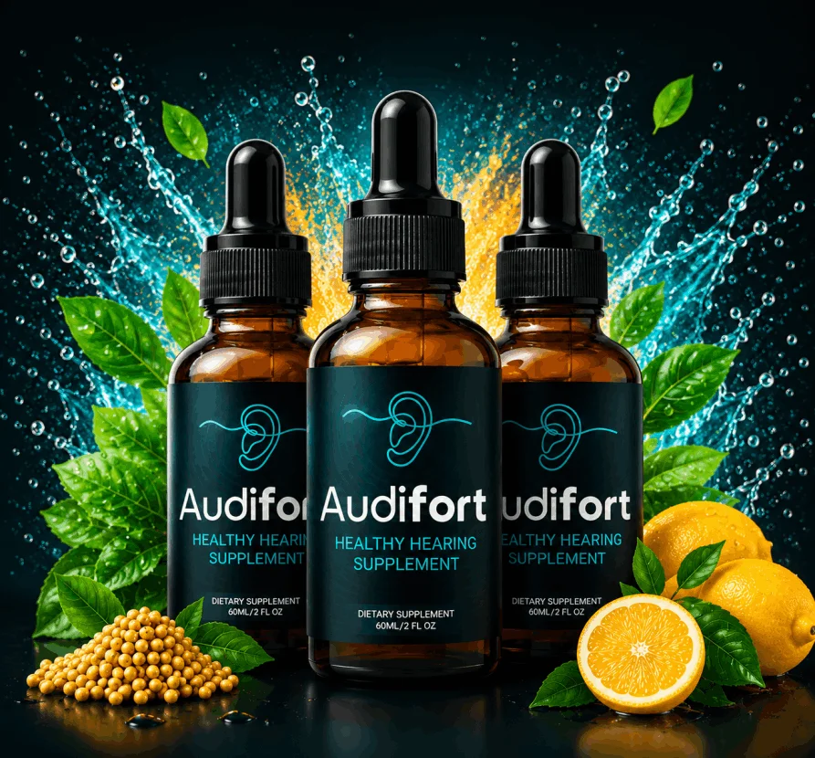 Three bottles of Audifort liquid hearing support supplement